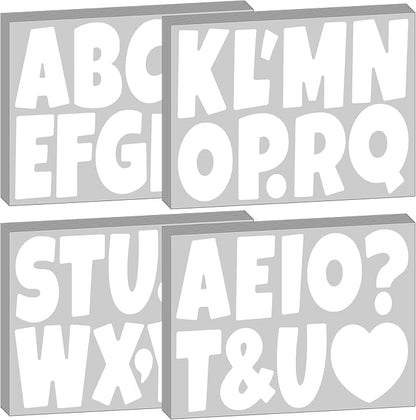 Bemeol Letter Stickers 378 Pcs Bulletin Board Letters for Classroom 4 Inch Alphabet Cutout Letters for Poster Board Display Home Classroom School Decor(White)