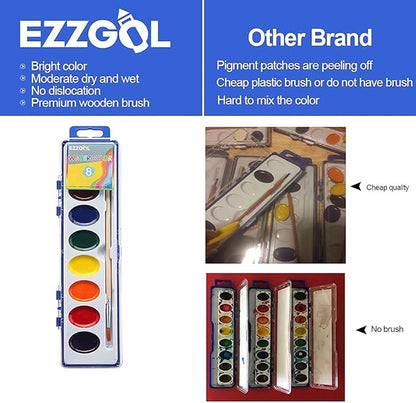 24 Count Watercolor Paints, 8 Colors, Washable, Non-Toxic, Perfect for Kids 3+