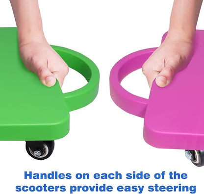 GSE Games & Sports Expert Gym Floor Scooter Board with Handles, Sitting Scooter for Kids Indoor Play Equipment, Fun Scoot Board with Non-Marring Plastic Casters for Children