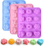 Sakolla 3 Pack Flower Soap Molds, 12 Cavities Different Shapes Silicone Molds for Soap, Lotion Bar, Bath Bombs, Chocolate, Candy