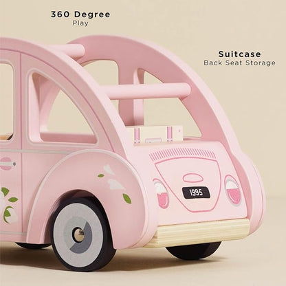 Le Toy Van - Wooden Daisylane Sophie's Car Accessories Play Set for Dolls Houses - Wooden Car Toy with Luggage Accessory - Dollhouse Accessories - Suitable for Ages 2+,Bright Pink, Medium