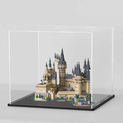 SVENJBB Acrylic Display Case, 11x9x11 Inch Cube Acrylic Boxes for Display, Clear Display Cases with Matte Black Base and Lid for Tiny House Kit and Miniature Dollhouse