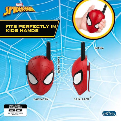 eKids Spiderman Walkie Talkies for Kids, Indoor and Outdoor Toys Designed for Fans of Spiderman Toys