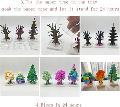 3 in 1 Mini Christmas Tree Magic Growing, Paper Tree Colorful DIY Crystal Growing Kit/Ornaments Decoration Toy Novelty Xmas Gift Boys Girls Science Kits & Toys Learning Guide (A)