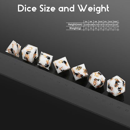 DNDND Cat DND Dice 7-Piece Sharp Edge Polyhedral D&D Dice Set with Gift Case for Dungeons and Dragons D&D 5E Table Game