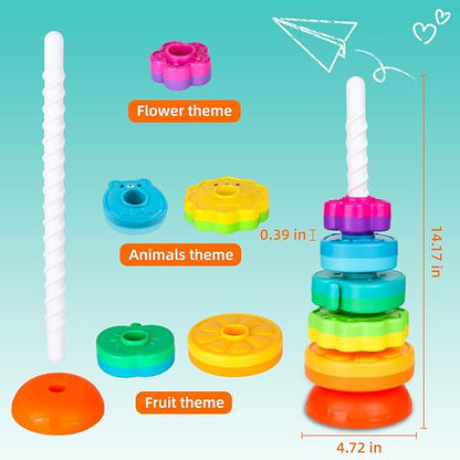 LBAIBB Spin Stack Toys,Baby Spinning Toy ABS Plastic and Color Rainbow Design,Focus on Children Educational and Interactive Learning's Stack Toys, Suitable for Gifts for Boys and Girls…