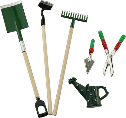 Tegg Miniature Dollhouse Garden Tools 6PCS Mini Doll House Working Accessories