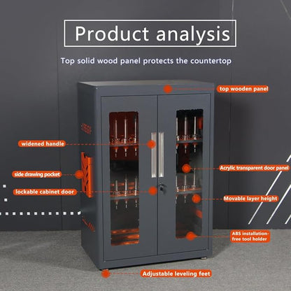 CNC Tool Storage Rack Organizers, Large Capacity CNC Tool Storage Cabinet with Lock, Suitable for Various Types of CNC Tool Holder Keeper for Warehouse Workshop