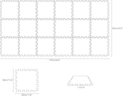 Yostrong® 18 Tiles Interlocking Puzzle Foam Baby Play Mat for Playing - EVA Babies Crawling Mat | Rubber Floor Work Out Mats for Home Gym. White. YOC-Ab18N