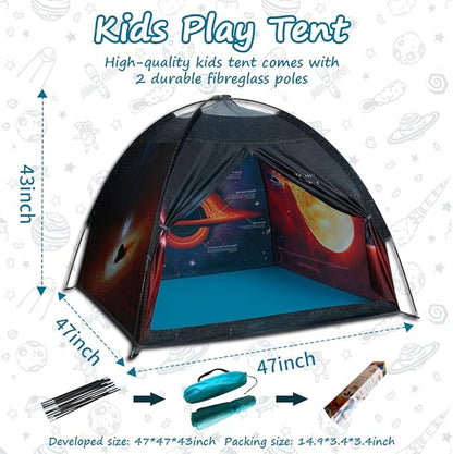 Black Hole Play Tents- Space World Dome Tent Playhouse- Imaginative Play Popup Tent for Outdoor and Indoor Fun-Kids Astronaut Space for Boys and Girls- 47" x 47" x 43 "
