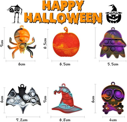 30Pcs Halloween Mini Pop Keychain Fidget Toy, Halloween Party Favors Supplies, Silicone Mini Pop Toys Bulk for Kids Anxiety Stress Reliever for Adults