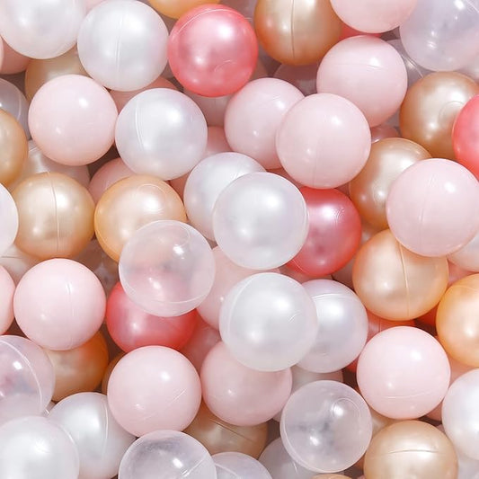 Ball Pit Balls Pack of 100 200 500 - Star and Round Set BPA Free Phthalate Free Non-Toxic Crush Proof Play Balls Soft Plastic Balls for Toddlers Baby Kids Birthday Pool Tent Party