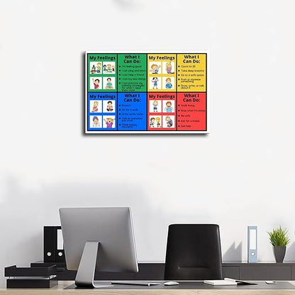 XIANF Self-Regulation, Zones of Self Regulation Calming Corner Poster EIdentifying Emotions, Autism ADHD Coping Strategies Canvas Poster for Elementary Middle School Classroom Unframe:24x36inch(60x90cm)