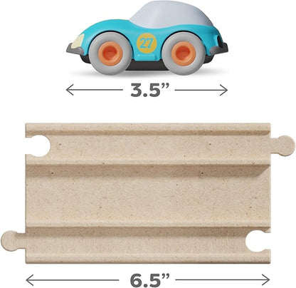 HABA Cars Action Ramp 14-Piece Toy Car Ramp Set, Sustainable Kids' Race Track with Stunt Jump & Push and Go Battery-Free Car Track Fun for Ages 2+