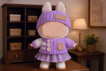 for Luxury 17cm Doll Clothes – 3-Piece Set （No Doll）, Adorable Outfit , Doll Outfit Clothes Set for 17cm Dolls,Clothes for Fashion Designer Collection Hat + Sweater + Skirt (Purple)