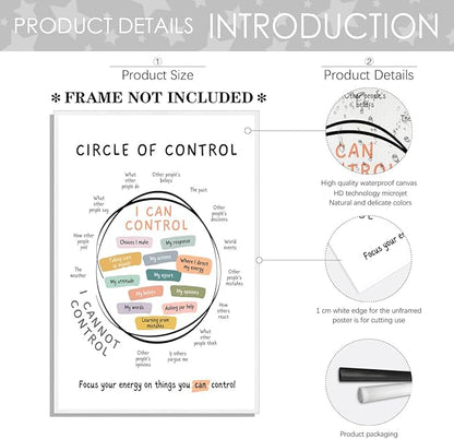 Circle Of Control Poster What I Can And Cannot Control Therapy Office Wall Art Kids Mental Health Poster Calm Down Corner School Decor 16x24in Unframed
