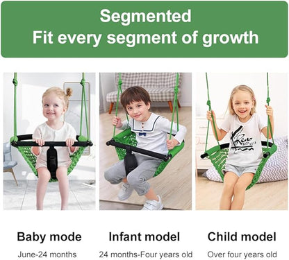 Toddler Swing & 2-in-1Baby Swing - Adjustable Rope Swing Seat for Kids | Indoor & Outdoor Durable Backyard Swing Set for Infants & Toddlers (Green)