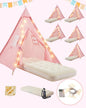 6 Pack Teepee Tent for Kids with Inflatable Airbed, Light, Toddler Tent Children Room Tents, Slumber Party Sleepover Tents, Indoor Outdoor Kids Playtent Playhouse for Girls & Boys