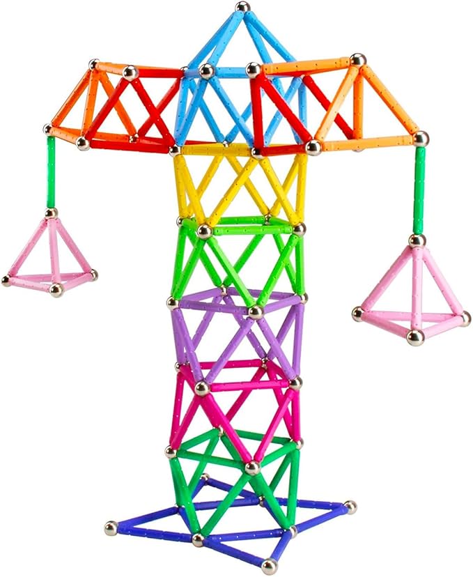 220PCS Magnetic Building Sticks Blocks, Magnet Educational Toys Magnetic Sticks Stacking Toys STEM Set, Non-Toxic Building Toy 3D Puzzle with Storage Bag