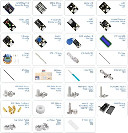 4-in-1 ESP32 STEM Smart Traffic Kit Compatible with Arduino, STEM Robotics Science Kit, Engineering Project STEA Activity Gift Suitable for School Education Kit, Family Education for Kids 12+