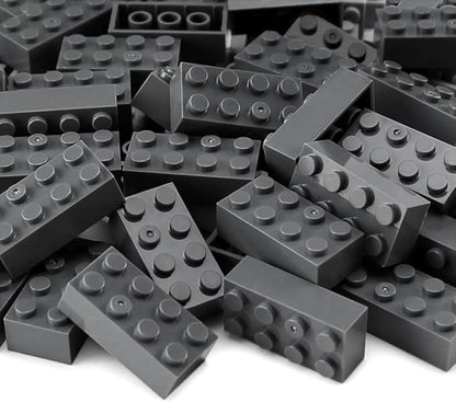 Feleph 100pcs 2x4 Bricks Dark Gray Pieces Grey Classic Building Blocks Creative Play Set Toy Accessories Compatible with Major Brick Brands