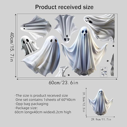 Halloween Ghost Window Ghost Windows Clings Cute White Little Ghosts Double Sided Windows Stickers Halloween Window Clings Stickers for School, Home, Office Decoration, Party Supplies