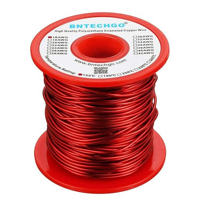 BNTECHGO 16 AWG Magnet Wire - Enameled Copper Wire - Enameled Magnet Winding Wire - 1.0 lb - 0.0492" Diameter 1 Spool Coil Red Temperature Rating 155℃ Widely Used for Transformers Inductors