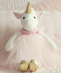 Ella The Unicorn Premium Quality Stuffed White Unicorn Plush Doll with Golden Horn, Hooves & Flowing Pink Mane & Soft Tail | Playable Toy with Movable Legs with Huggable Arms