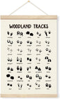 Geondos Woodland Tracks Wall Poster, Canvas Hanging Banner, Animal Tracks Field Guide Sign, Forest Nursery Decor, Wall Door Decoration for Kids Room,Classroom, Playroom Cabin