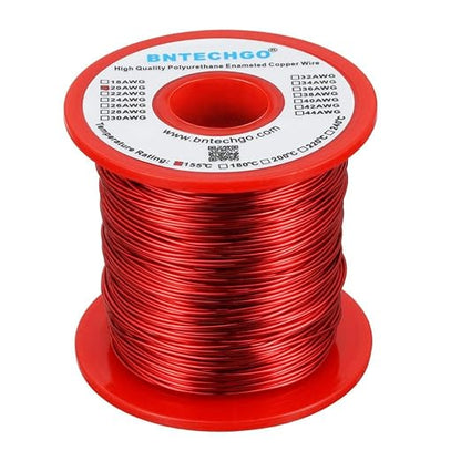 BNTECHGO 20 AWG Magnet Wire - Enameled Copper Wire - Enameled Magnet Winding Wire - 1.0 lb - 0.0315" Diameter 1 Spool Coil Red Temperature Rating 155℃ Widely Used for Transformers Inductors