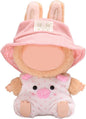 17cm Doll Clothes | Fashion Kawaii Chic Style Set for Dolls | 2-Piece Outfit with Pig Pattern Overalls & Pink Hat (NO Doll)