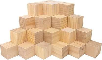 52 PCS Premium 2 Inch Wooden Cubes, Natural Pine Wood Cubes for Crafts, Wood Blocks Ready for Artistic DIY Projects-Unleash Creativity with Blank Wood Blocks