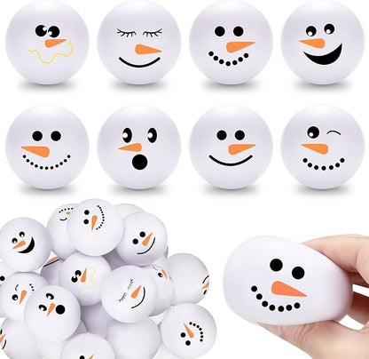 Zhanmai 32 Pcs Christmas Snowmen Stress Balls Bulk Small Snowball Face Relief Squeeze Crafts for Winter Party Favors Xmas Stocking Stuffers Gift Goodie Bag Fillers Holiday Decorations (2.5 Inch)