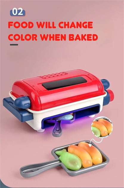 Magic Meals Sensory Kitchen, Kitchen Playset, Food Play Cooking Set, with Smoke, Sound Light, Indoor/Outdoor Cooking Role Plays Grills (Pink)