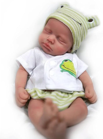 12" Silicone Full Body Reborn Baby Doll Realistic Newborn Doll Lifelike Closed Eyes Sleeping Baby Girl The Look Real Doll Stress Relief with Clothes Accessories