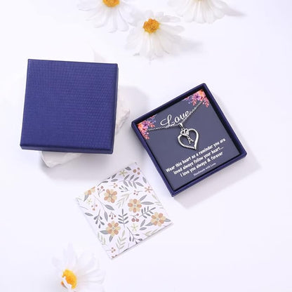 STORUP Heart Initial Necklaces for Women Girls, 14K Gold Plated Cubic Zirconia Heart Initial A-Z Pendant Necklace Dainty Heart Necklaces for Women Teen Girl Jewelry Birthday Gifts