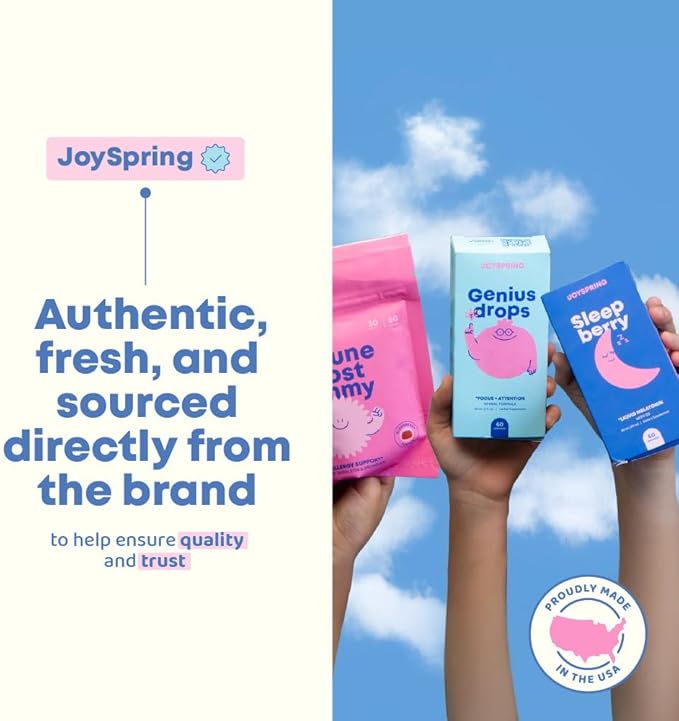 JoySpring Pixie Sticks with Saffron & GABA for Kids | Mood Balance Supplements for Kids | Sugar-Free Powder Candy or Water Flavor Powder (25 Servings)