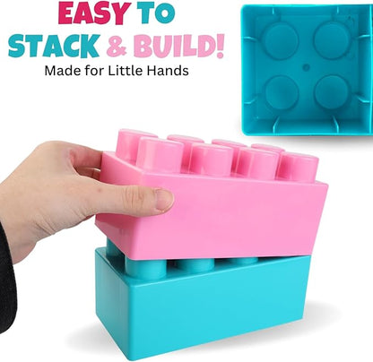 Liberty Imports 24 PCS Giant Blocks for Toddlers, Set of Plastic Large Building Blocks for Kids Creative Play, Big Stacking Bricks for Children, Kids (Pastel Colors)