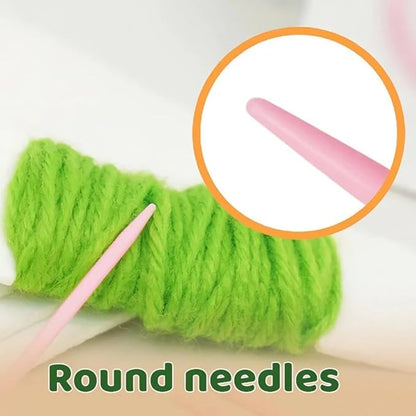 First Sewing Kit for Beginner Kids Arts & Crafts, 5 Easy DIY Embroidery Projects Animal Dolls Set, Gift for Girls, Boys, Learn to Sew