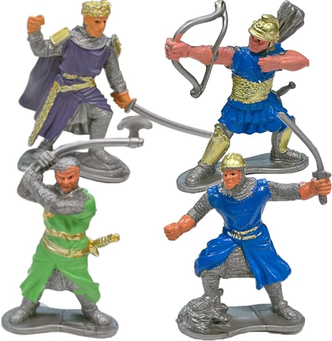 Liberty Imports 8 PCS Medieval Knight Figures - Toy Soldiers Free-Standing Figurines with Realistic Details, Medieval Party Decorations and Cake Toppers, Knight Party Favors for Kids