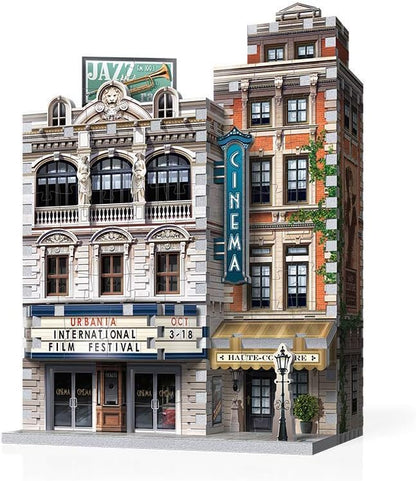 Wrebbit 3D Urbania Collection 3D Puzzle Bundle | Includes Hotel, Cinema, Café and Fire Station | 1165 Pieces Jigsaw Puzzle Pieces Total | Build a Charming and Unique Streetscape of a Small Town