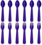 12 Pcs Kids Spoons and Forks Toddler Utensils Plastics Reusable Silverware Baby Cutlery Set Feeding Dinnerware Utensils BPA Free Microwave Dishwasher and Freezer Safe- Purple