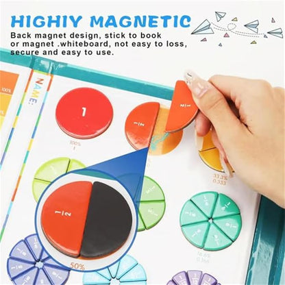2026 New Magnetic Fraction Demonstration Book for Kids, 102 Pcs Magnetic Fraction Tiles & Fraction Circles, Educational Puzzle Math Fraction Manipulatives Disc Set for Early Math Skills (A)