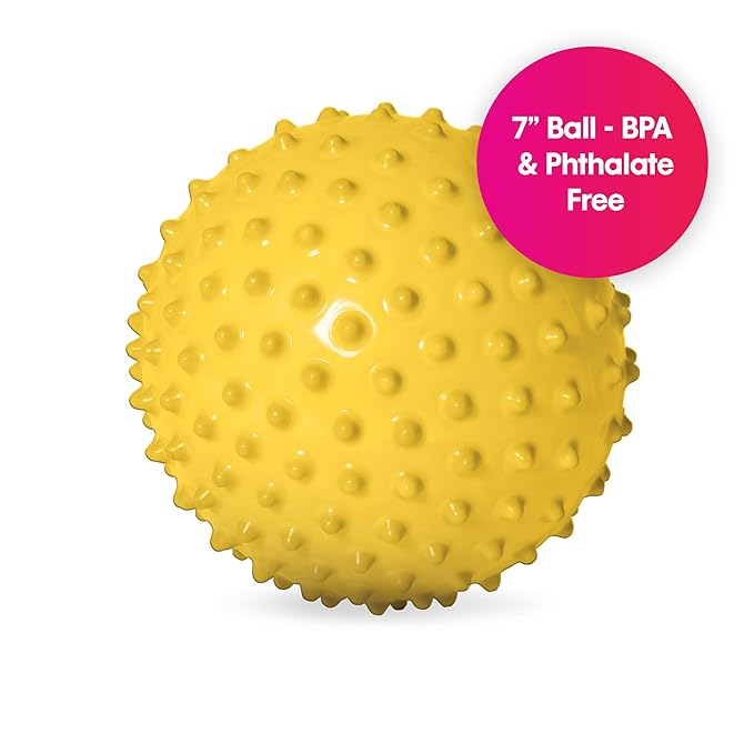 Edushape Original Sensory Ball - 7" Yellow Baby Ball Enhances Gross Motor Skills for Kids 6 Months & Up
