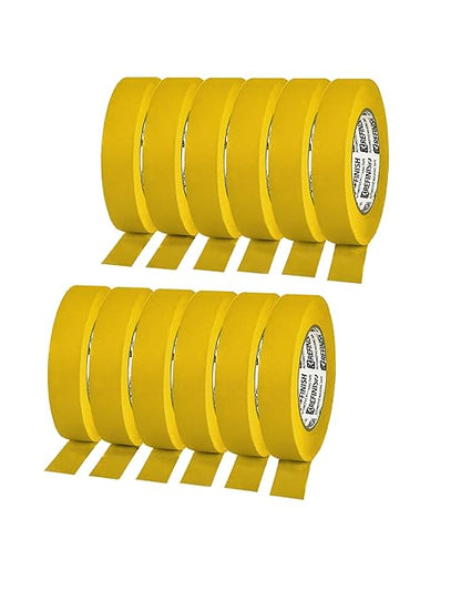 Painters Tape for Cars Vehicles Paint Tape Auto Body Yellow Masking Tape Heat Resistant Automotive Removable No Residue Painting Tape Bulk Set for Paint Booth, 0.94in-60 yards/12rolls