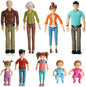Beverly Hills Sweet Li’l Family Bendable Doll House Figurines Set of 9 - Grandpa, Grandma, Mom, Dad, Sister, Brother, Toddler, Twin Boy & Girl