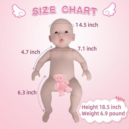 YIQI 18.5 inches Full Silicone Newborn Baby Doll not Vinyl Soft Silicone Baby Lifelike Reborn Doll Present Collectible Washable (Wheaten Color)