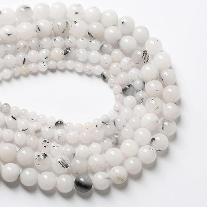 4MM 86PCS Natural Stone Ink Spots Jade Loose Beads for Jewelry Making DIY Bracelet Necklace