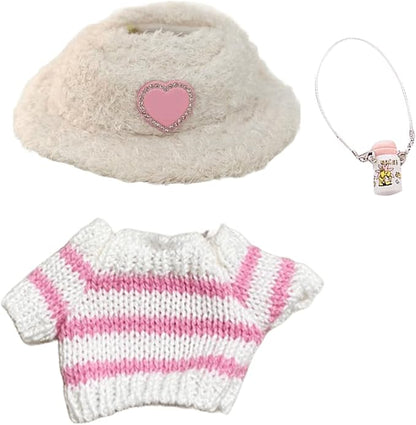 17cm Pink Doll Clothes Set, 6.7 Inches Cute Doll Clothes for Popular Dolls Accessories, Party Dress Up Clothes for Cartoon Doll(NO Doll)