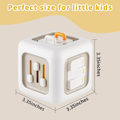 Baby Activity Cube Montessori Toys for 1 Year Old, Car Travel Airplane Toys for Toddlers 1-3, Busy Board for Babies 12-18 Months, Birthday Gift for 1 Year Old Boys Girls, Gray